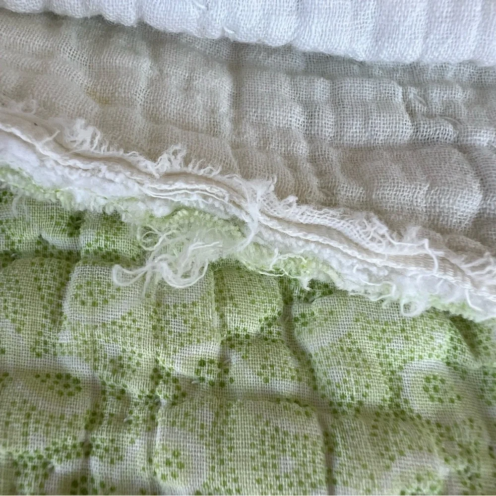 VTG Southern Belle Block Quilt Hand Stitched Quilted Parasol Bonnet Calico 58x76